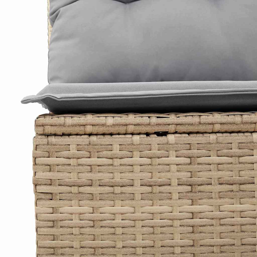 Garten-Sofa-Set mit Speicher 9 pcs Beige Poly Rattan